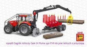 03098 Ciągnik rolniczy Case IH Puma 230 CVX do prac leśnych z przyczepą