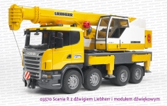 03570 BRUDER Scania R z dźwigiem Liebherr i modułem dźwiękowym