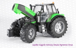 Bruder 03080 Ciągnik rolniczy Deutz Agrotron X720 - otwierana maska od silnika i drzwi od kabiny