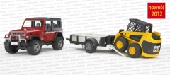 Bruder 02924 Jeep Wrangler z miniładowarką Caterpillar na przyczepie