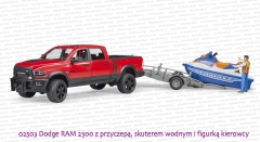 02503 BRUDER Dodge RAM 2500 Pickup z przyczepą, skuterem wodnym i figurką