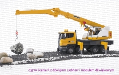 03570 BRUDER Scania R z dźwigiem Liebherr i modułem dźwiękowym
