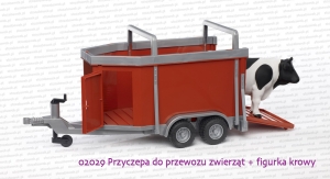 Bruder - 02029 Przyczepa do przewozu zwierząt i figurka krowy