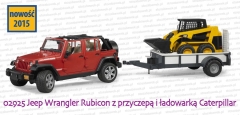 02925 Jeep Wrangler Unlimited Rubicon z przyczepą i ładowarką Caterpillar - Jeep ze zdjętym dachem