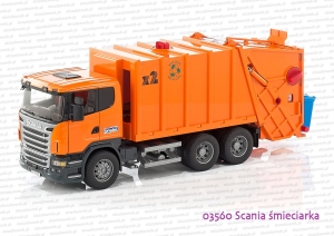 03560 BRUDER Scania R śmieciarka pomarańczowa