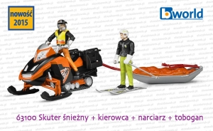 63100 BRUDER Skuter śnieżny + kierowca + narciarz + tobogan