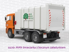 Bruder - 02761 MAN śmieciarka pomarańczowa z bocznym załadunkiem