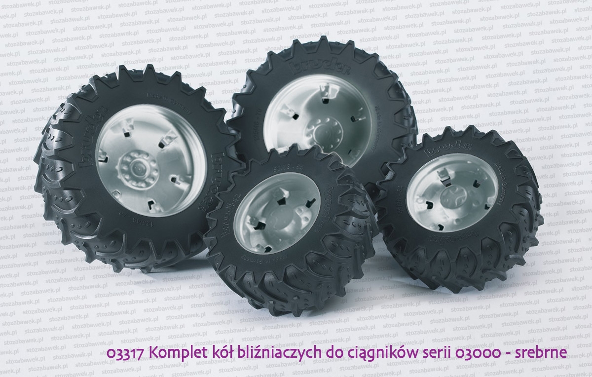 03317 BRUDER Komplet kół do ciągników rolniczych serii 03000 - srebrne