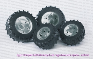 03317 BRUDER Komplet kół do ciągników rolniczych serii 03000 - srebrne
