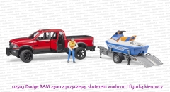 02503 BRUDER Dodge RAM 2500 Pickup z przyczepą, skuterem wodnym i figurką