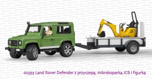 02593 BRUDER Land Rover z przyczepą, koparką JCB i figurką