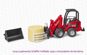 02192 BRUDER Ładowarka przegubowa Schaffer Hoflader 2630 z chwytakiem do bel słomy