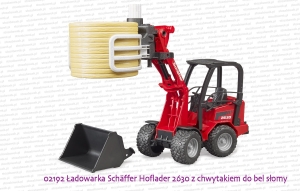 02192 BRUDER Ładowarka przegubowa Schaffer Hoflader 2630 z chwytakiem do bel słomy