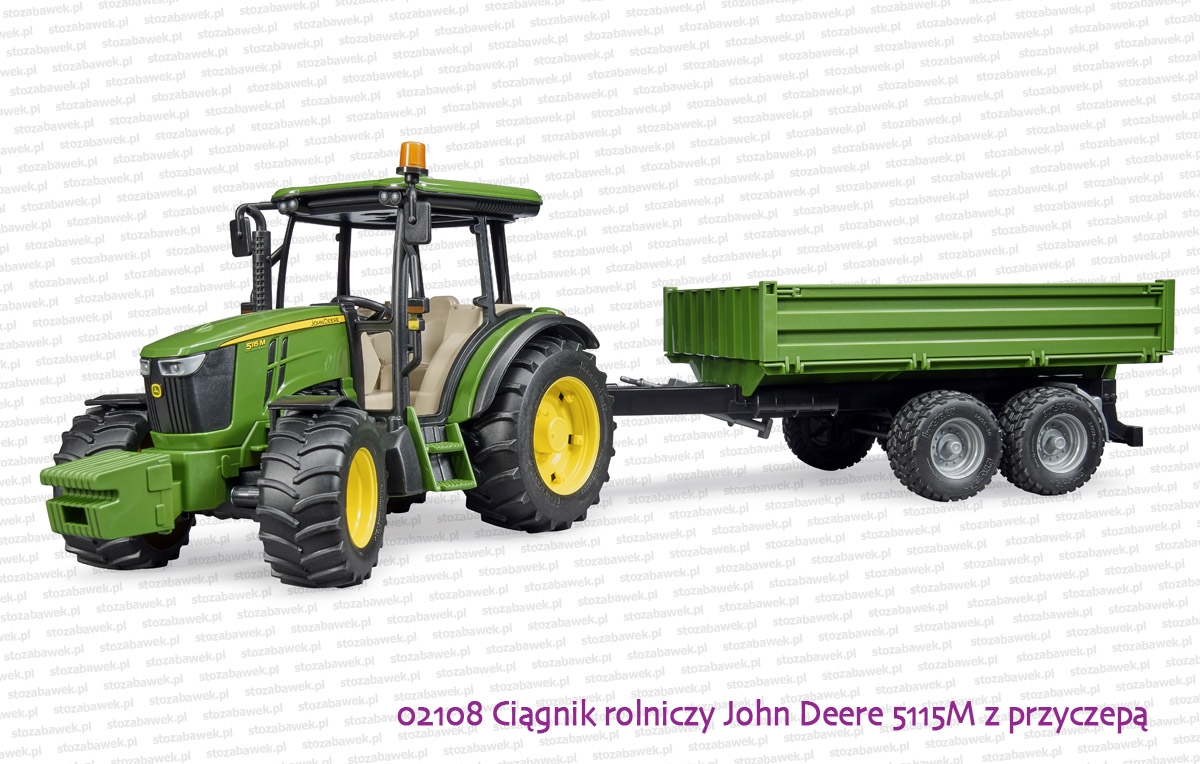 02108 BRUDER Ciągnik rolniczy John Deere 5115M z przyczepą