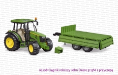 02108 BRUDER Ciągnik rolniczy John Deere 5115M z przyczepą - odchylane burty przyczepy