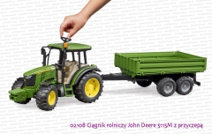 02108 BRUDER Ciągnik rolniczy John Deere 5115M z przyczepą - sposób sterowania kołami