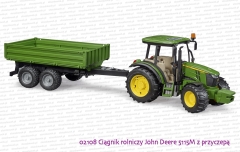 02108 BRUDER Ciągnik rolniczy John Deere 5115M z przyczepą