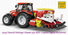 Bruder 02347 Siewnik półzawieszany Pottinger Vitasem 302 ADD + 03060 ciągnik rolniczy McCormick
