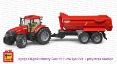 Bruder 03099 Ciągnik rolniczy Case IH Puma 230 CVX + przyczepa Krampe