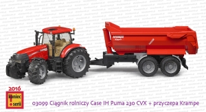 Bruder 03099 Ciągnik rolniczy Case IH Puma 230 CVX + przyczepa Krampe