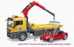 03750 BRUDER MAN TGS pomoc drogowa z samochodem typu roadster