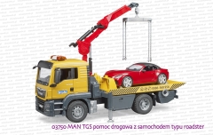 03750 BRUDER MAN TGS pomoc drogowa z samochodem typu roadster
