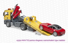 03750 BRUDER MAN TGS pomoc drogowa z samochodem typu roadster