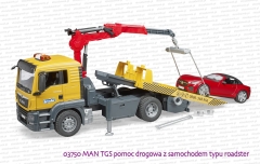 03750 BRUDER MAN TGS pomoc drogowa z samochodem typu roadster