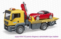 03750 BRUDER MAN TGS pomoc drogowa z samochodem typu roadster