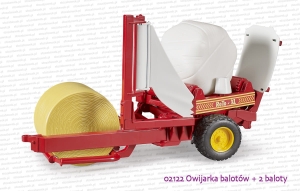 02122 BRUDER Owijarka balotów (czerwona) + 2 baloty (biały + żółty)