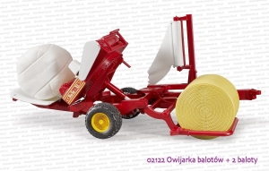 02122 BRUDER Owijarka balotów (czerwona) + 2 baloty (biały + żółty)