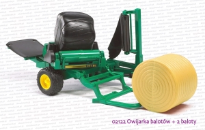 02122 BRUDER Owijarka balotów (zielona) + 2 baloty (czarny + żółty)