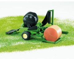 02122 BRUDER Owijarka balotów (zielona) + 2 baloty (czarny + żółty)