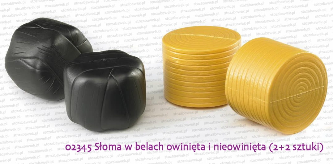 02345 BRUDER Słoma w belach owinięta i nieowinięta (2 czarne + 2 żółte)