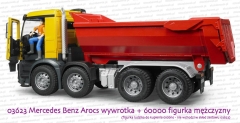 Bruder - 03623 Mercedes Benz Arocs wywrotka czerwona + 60000 figurka mężczyzny (figurka do kupienia osobno)