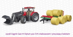03198 BRUDER Ciągnik rolniczy Case IH Optum 300 CVX z przyczepą i balotami