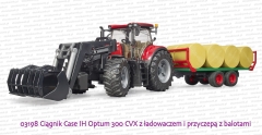 03198 BRUDER Ciągnik rolniczy Case IH Optum 300 CVX z przyczepą i balotami