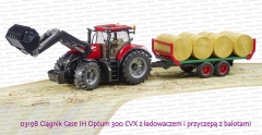 03198 BRUDER Ciągnik rolniczy Case IH Optum 300 CVX z przyczepą i balotami
