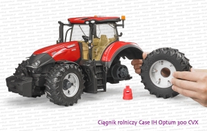 Koła demontuje się specjalnym kluczem dołączonym do zabawki - tu taka sama wersja ciągnika Case IH Optum 300 CVX tylko bez przyczepy