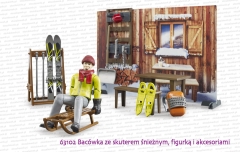 63102 BRUDER Bacówka ze skuterem śnieżnym, figurką i akcesoriami