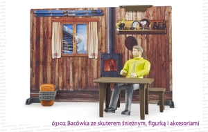 63102 BRUDER Bacówka ze skuterem śnieżnym, figurką i akcesoriami