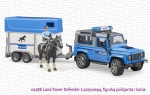 02588 BRUDER Land Rover Defender policyjny z przyczepą dla konia z figurką konia i policjanta