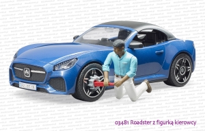 03481 BRUDER Samochód typu roadster z figurką kierowcy - pokazany sposób odkręcania kół