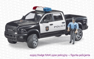 02505 BRUDER Dodge RAM policyjny z figurką policjanta