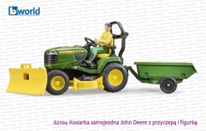 62104 BRUDER Kosiarka samojezdna John Deere X949 z przyczepą, figurką kierowcy i akcesoriami