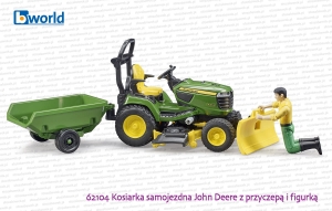 62104 BRUDER Kosiarka samojezdna John Deere X949 z przyczepą, figurką kierowcy i akcesoriami