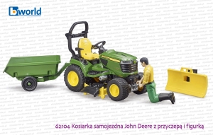 62104 BRUDER Kosiarka samojezdna John Deere X949 z przyczepą, figurką kierowcy i akcesoriami