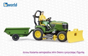 62104 BRUDER Kosiarka samojezdna John Deere X949 z przyczepą, figurką kierowcy i akcesoriami