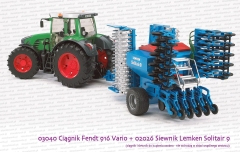 03040 BRUDER Ciągnik rolniczy Fent 916 Vario i 02026 BRUDER Siewnik uniwersalny Lemken Solitair 9 - do kupienia osobno