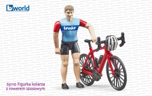 63110 BRUDER Figurka kolarza z rowerem szosowym
